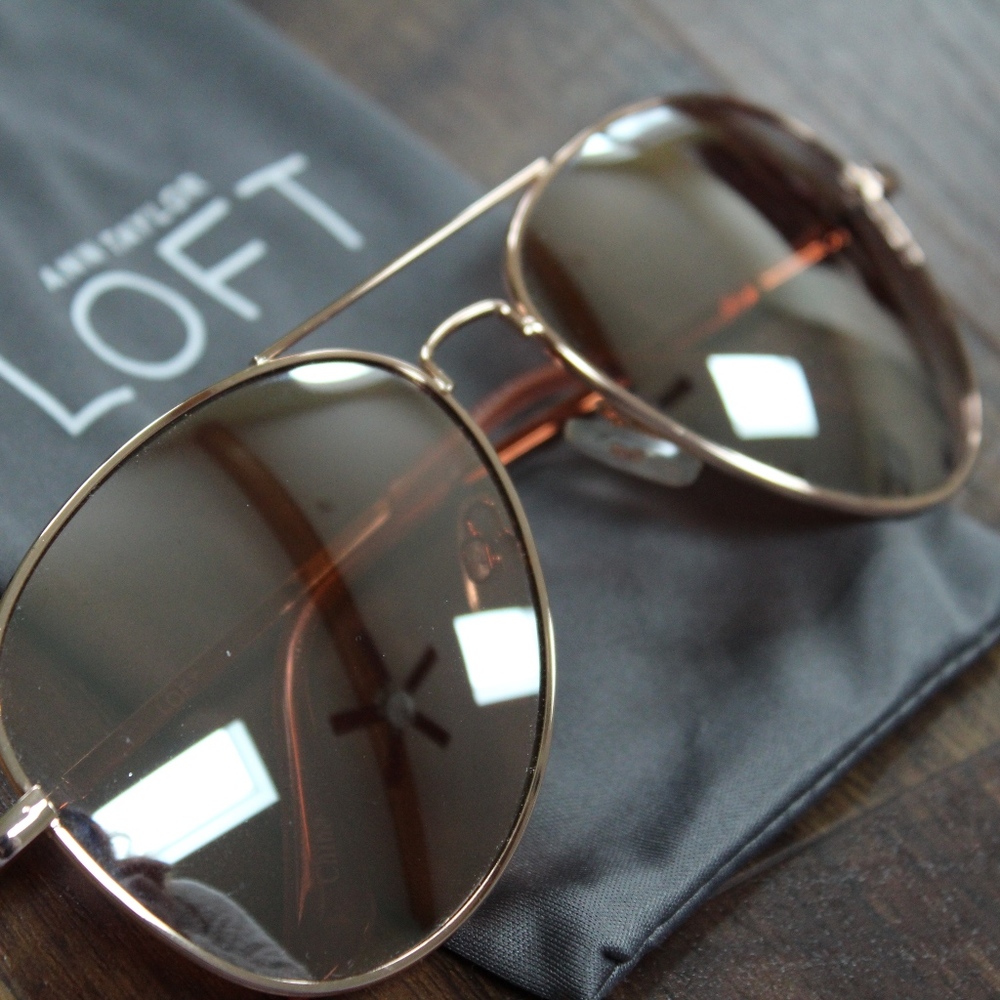 LOFT Rose Gold Aviator Sunglasses